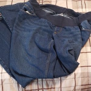 Maternity under belly band blue jeans